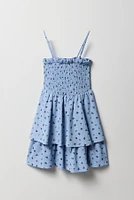 Robe volantée smockée froissée fleurie pour fille