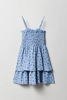 Robe volantée smockée froissée fleurie pour fille