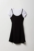 Girls T-Shirt & Ribbed Skater Dress 2 Piece Set