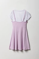 Ensemble avec t-shirt et robe à jupe virevoltante côtelée pour fille