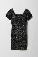 Girls Floral Ribbed Milkmaid Dress