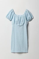 Robe à bustier côtelée imprimé floral pour filles