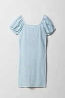 Robe à bustier côtelée imprimé floral pour filles