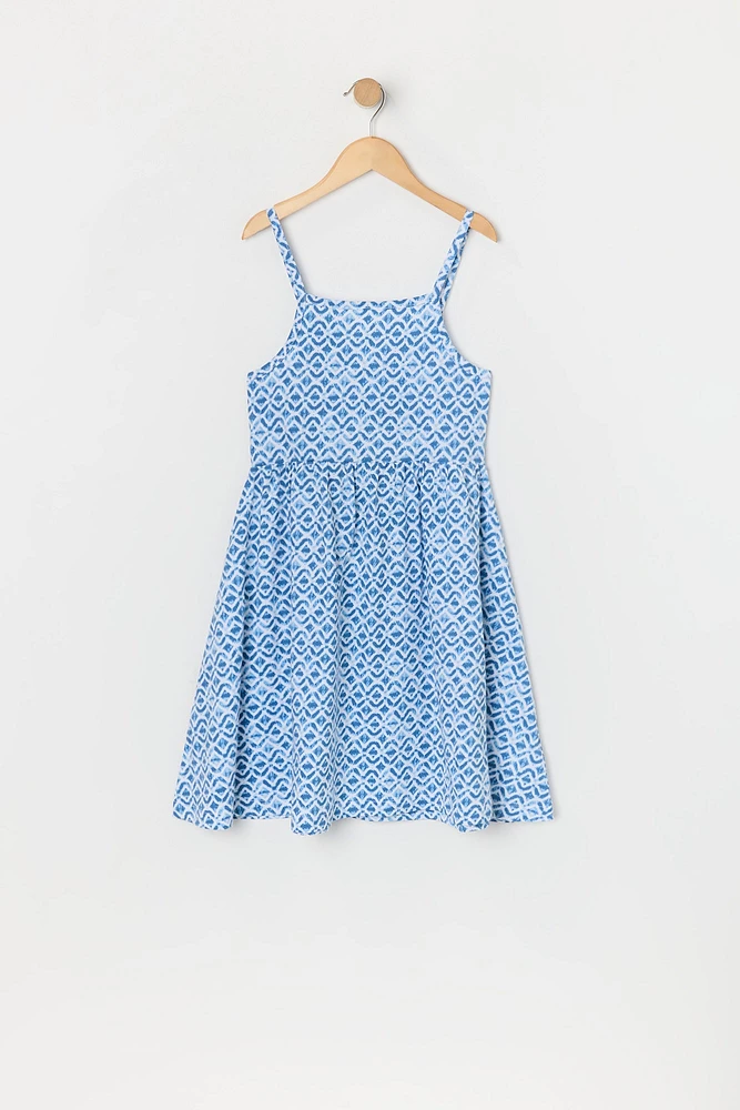 Girls Blue Print Cami Dress