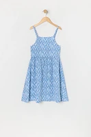 Girls Blue Print Cami Dress