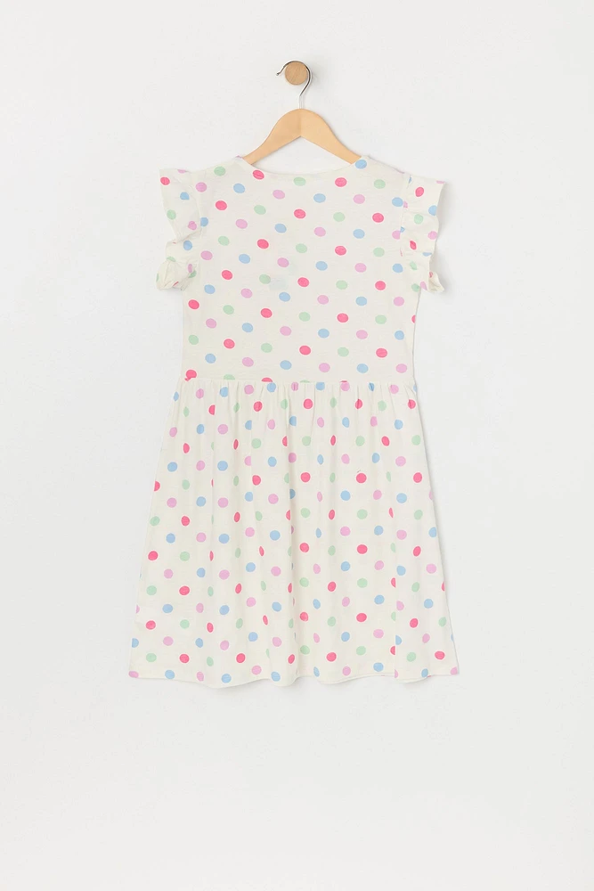 Girls Polka Dot Flutter Sleeve Dress