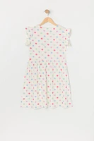 Girls Polka Dot Flutter Sleeve Dress