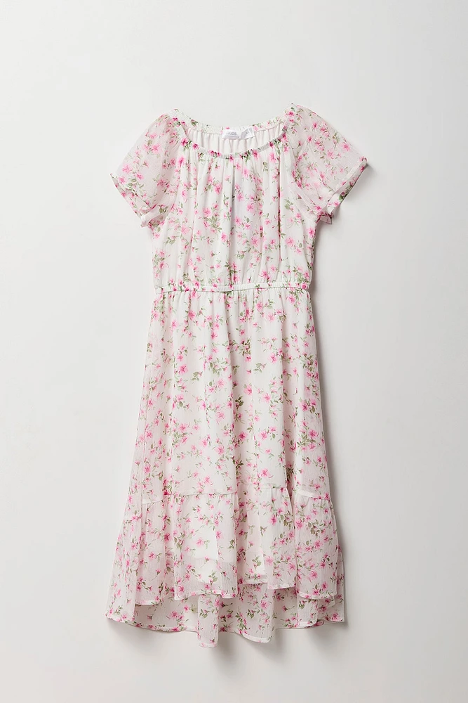 Robe asymétrique en mousseline à imprimé floral pour filles