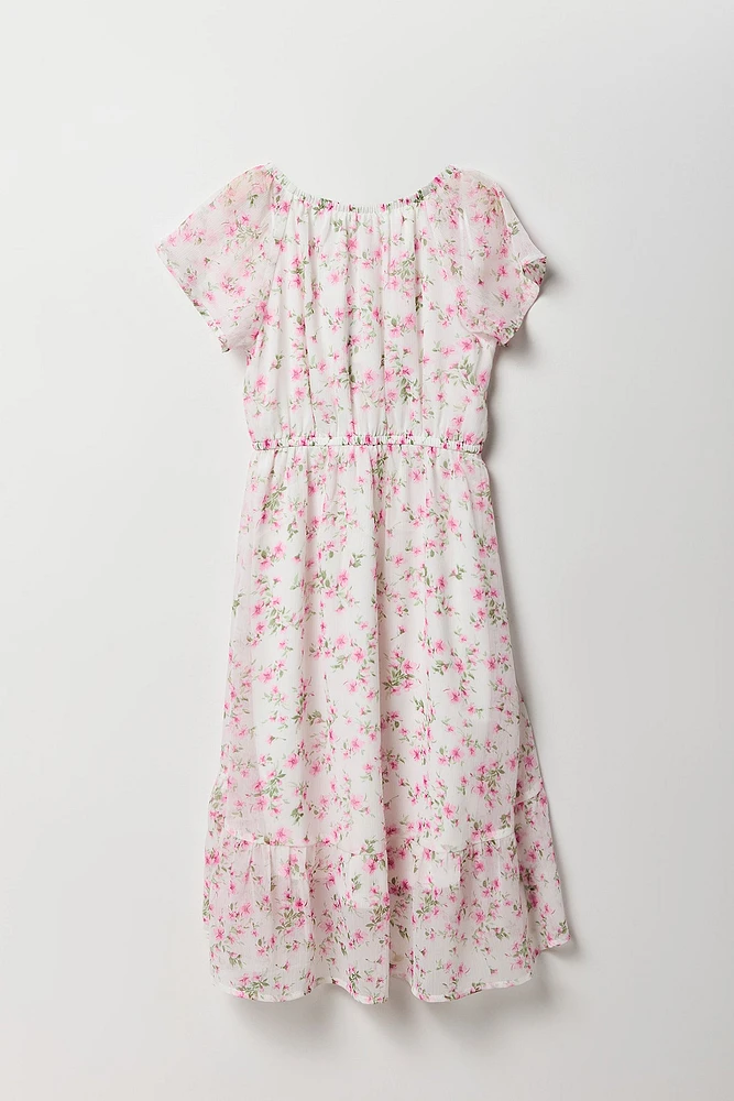 Robe asymétrique en mousseline à imprimé floral pour filles