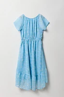Girls Floral Chiffon High-Low Dress