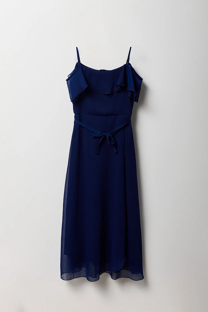 Girls Chiffon Off Shoulder Wrap Dress