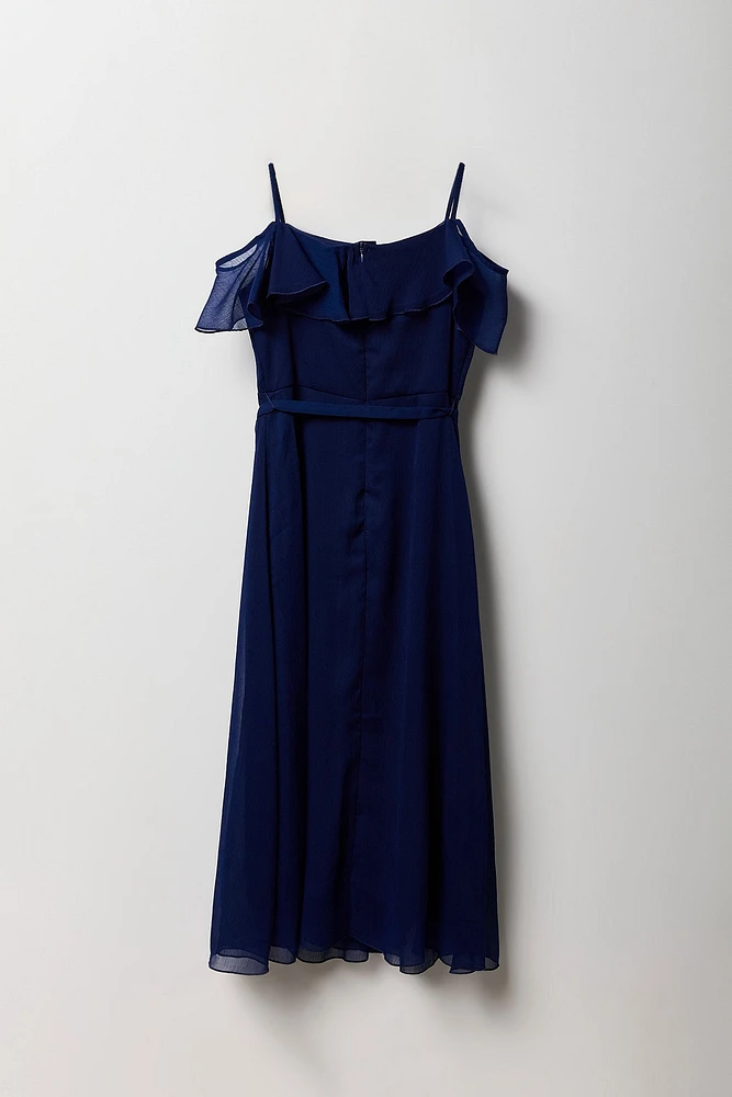 Girls Chiffon Off Shoulder Wrap Dress