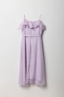 Robe croisée en chiffon à épaules dénudées pour fille