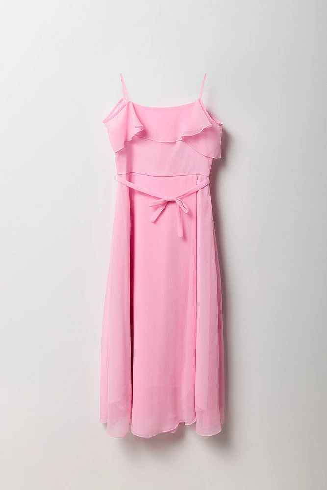 Girls Chiffon Off Shoulder Wrap Dress