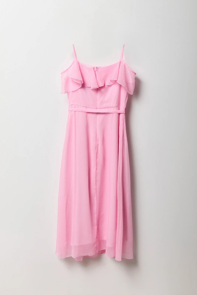 Girls Chiffon Off Shoulder Wrap Dress