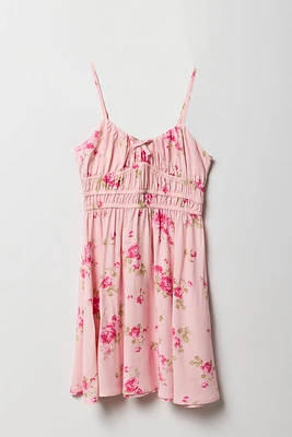 Girls Floral V-Neck Dress