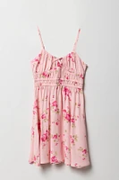 Girls Floral V-Neck Dress