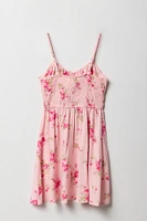 Girls Floral V-Neck Dress