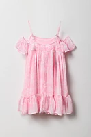 Girls Floral Chiffon Off-Shoulder Dress