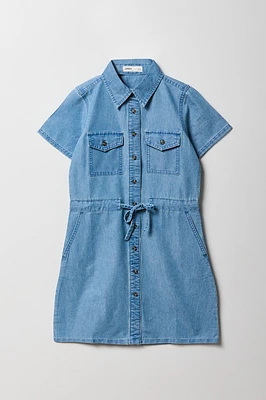 Robe boutonnée en chambray avec col pour fille