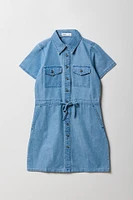 Robe boutonnée en chambray avec col pour fille