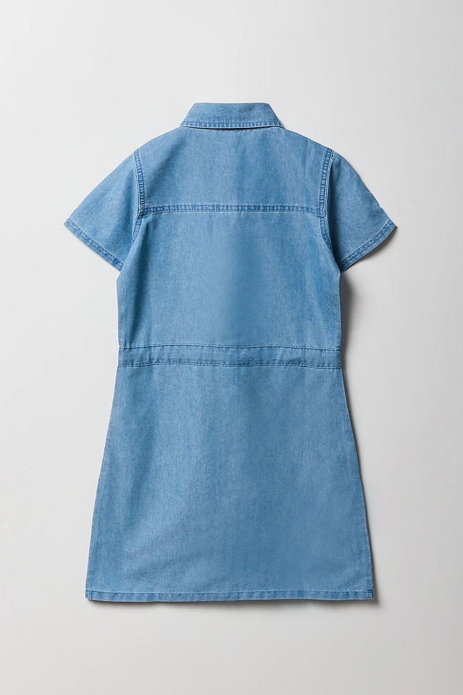 Robe boutonnée en chambray avec col pour fille