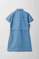 Robe boutonnée en chambray avec col pour fille