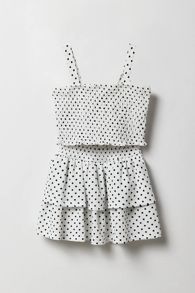 Ensemble avec débardeur smocké et jupe-short pour fille