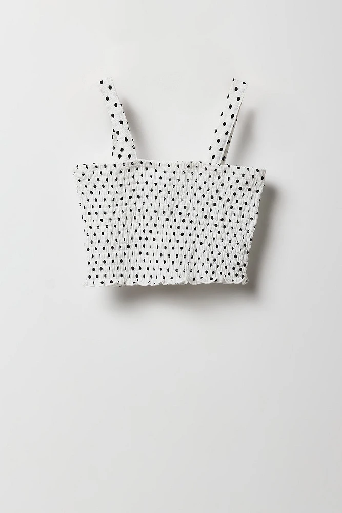Ensemble avec débardeur smocké et jupe-short pour fille