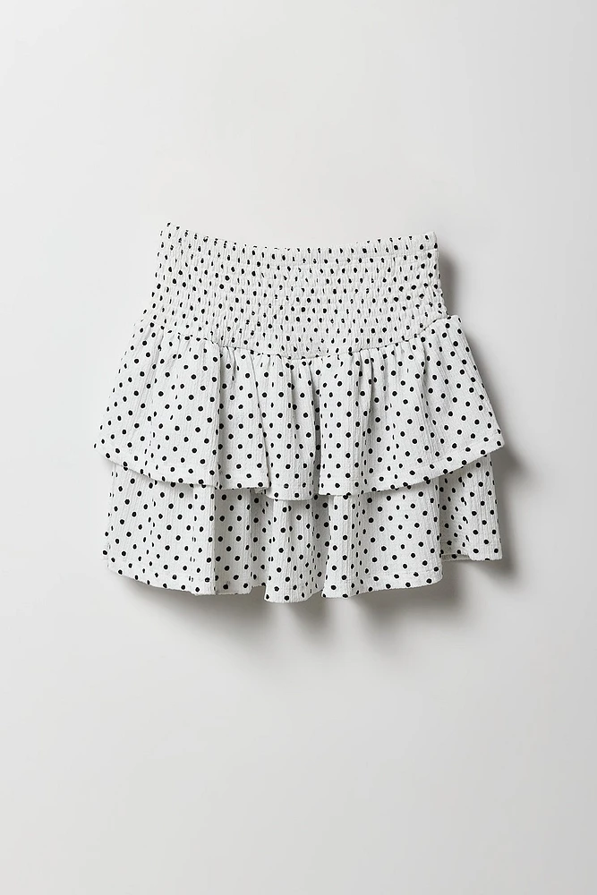 Ensemble avec débardeur smocké et jupe-short pour fille