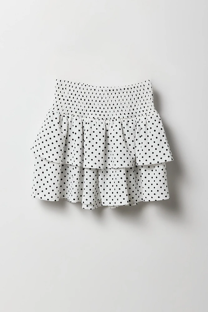 Ensemble avec débardeur smocké et jupe-short pour fille