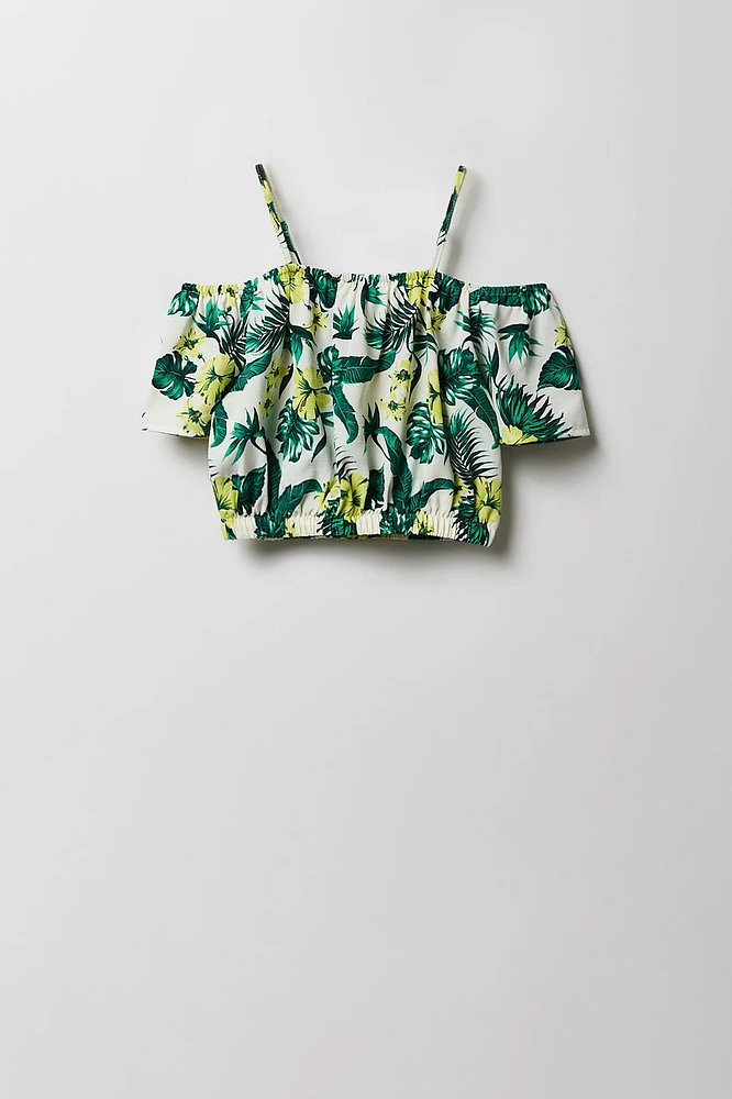 Girls Off Shoulder Top & Wide Leg Pant 2 Piece Set