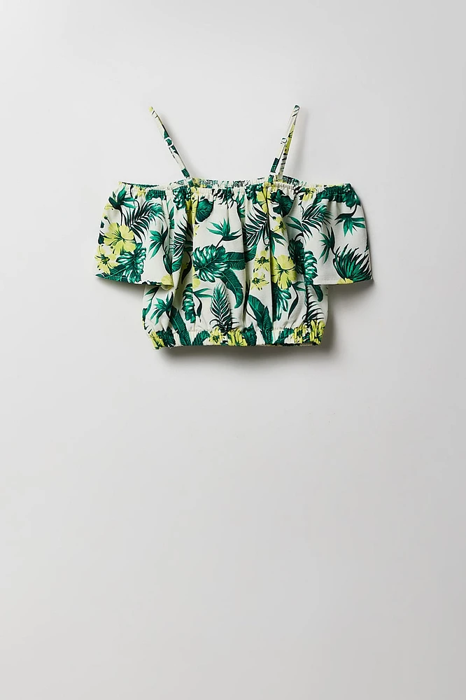 Girls Off Shoulder Top & Wide Leg Pant 2 Piece Set