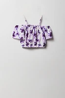 Ensemble avec haut à épaules dénudées et pantalon jambe large pour fille