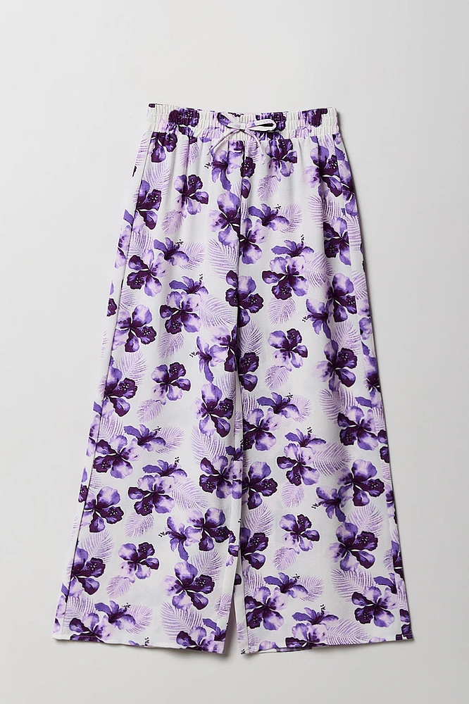 Ensemble avec haut à épaules dénudées et pantalon jambe large pour fille