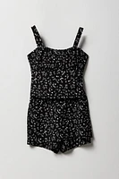 Girls Floral Textured Tank & Skort 2 Piece Set