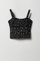 Girls Floral Textured Tank & Skort 2 Piece Set