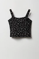 Girls Floral Textured Tank & Skort 2 Piece Set