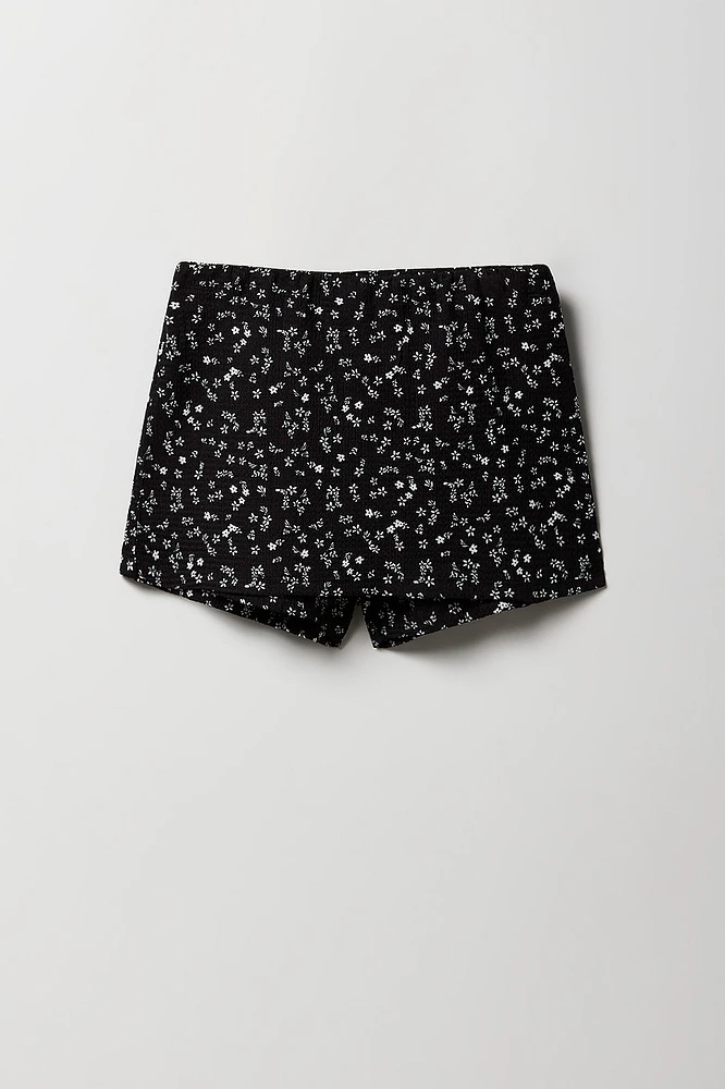 Girls Floral Textured Tank & Skort 2 Piece Set