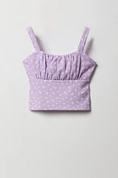 Ensemble avec débardeur et jupe-short texturés fleuris pour fille