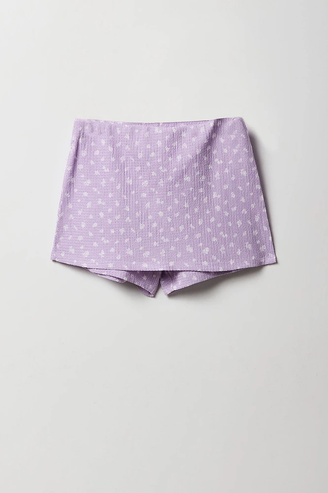 Ensemble avec débardeur et jupe-short texturés fleuris pour fille
