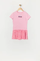 Girls Embroidered Strawberry Top and Floral Skirt 2 Piece Set