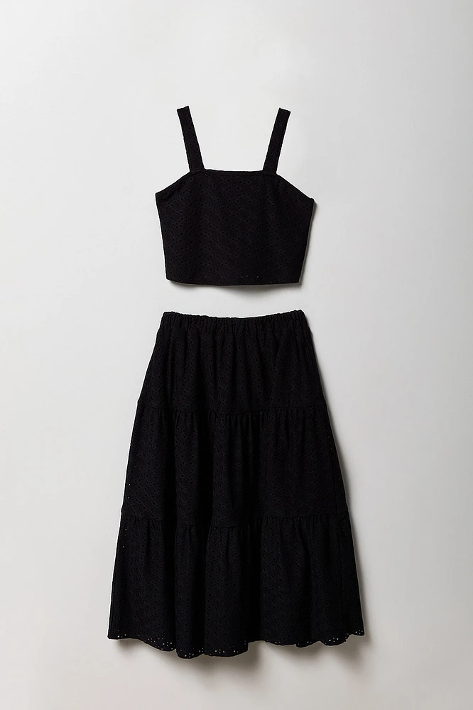 Girls Eyelet Tank & Maxi Skirt 2 Piece Set