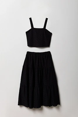 Girls Eyelet Tank & Maxi Skirt 2 Piece Set