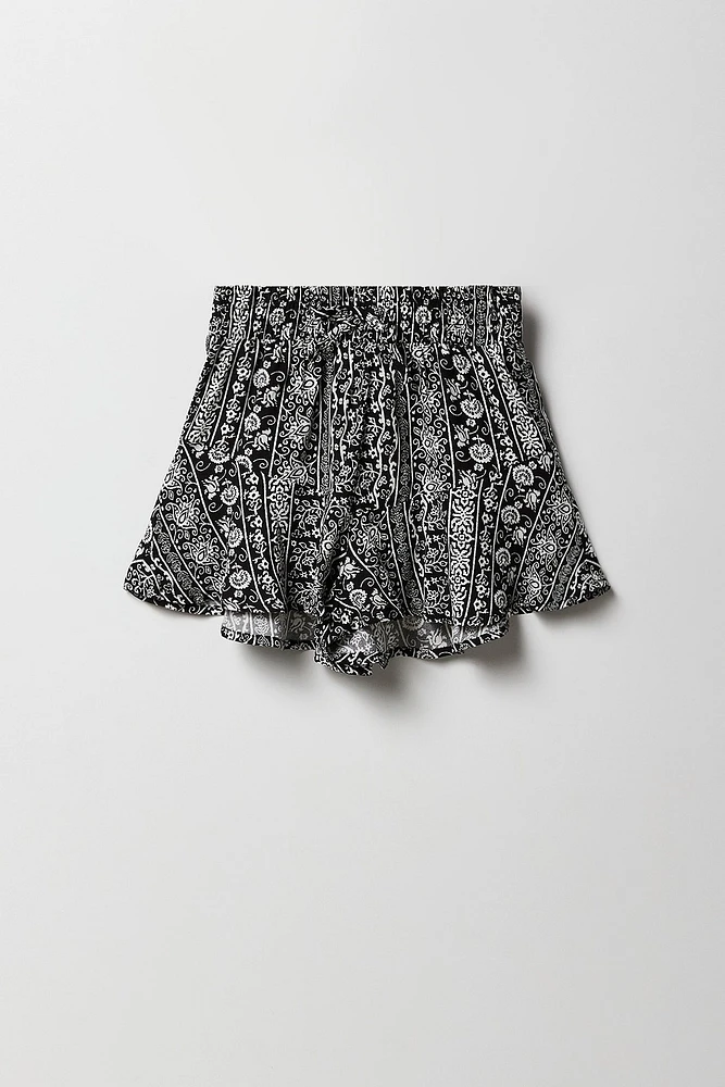 Girls Printed Flowy Short