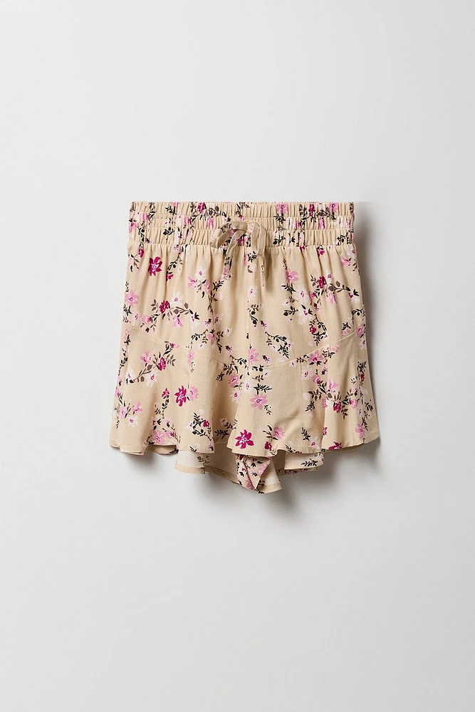 Short fluide imprimé pour fille