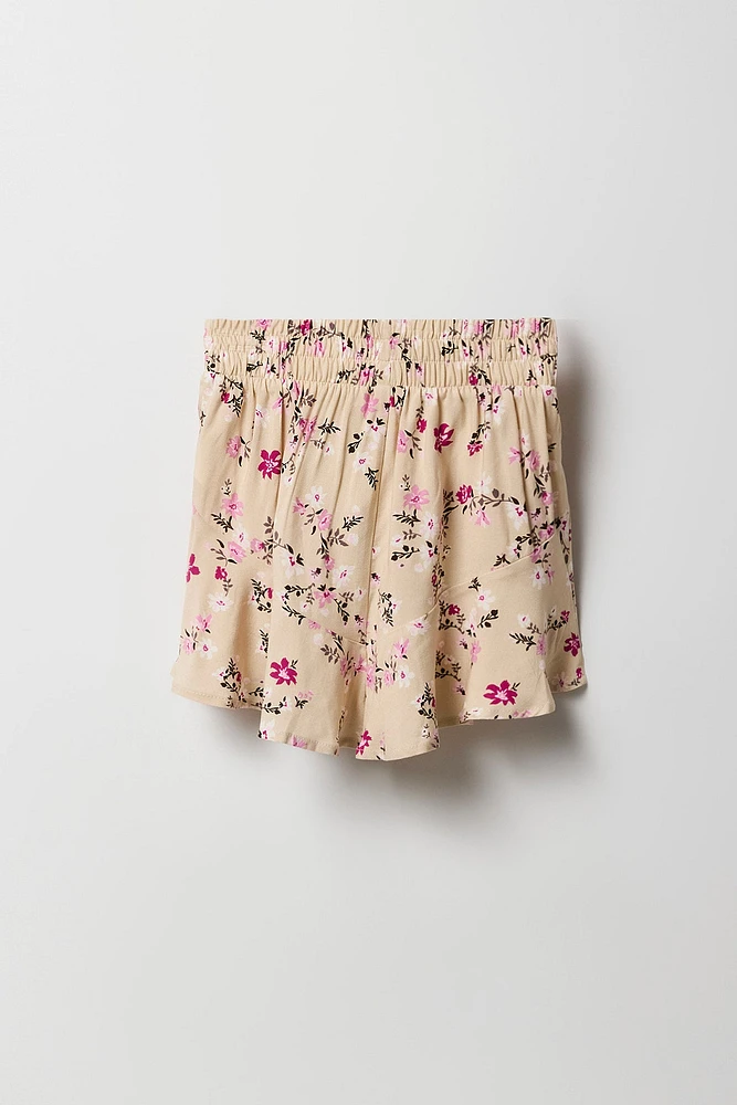 Short fluide imprimé pour fille