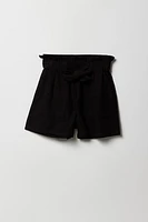 Girls Linen Paperbag Short