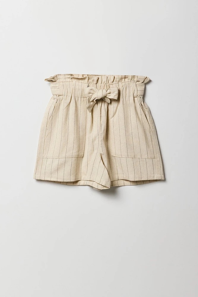 Short en lin à taille froissée pour filles