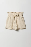 Short en lin à taille froissée pour filles